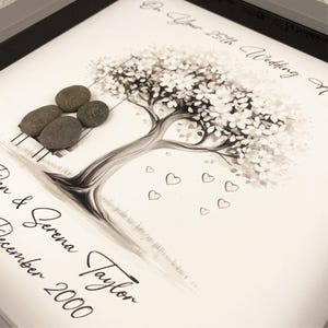 Image of Personalised 25th Wedding Anniversary Pebble Art, Wedding Anniversary Gift, Silver Anniversary Present, 25th Anniversary Keepsake Gift Swing