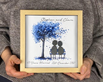 Personalised 45th Wedding Anniversary Pebble Art, Wedding Anniversary Gift, Sapphire Anniversary Print Gift, 45th Anniversary Gift, Parents