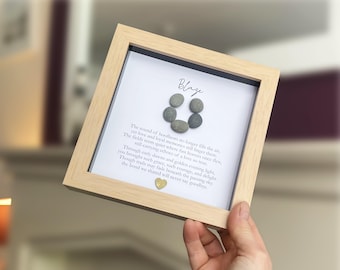 Fully Personalised Pet Loss Bereavement Pebble Picture, 6 Inch Acrylic Frame, Horse Sympathy Verse Poem Gift, Horseshoe