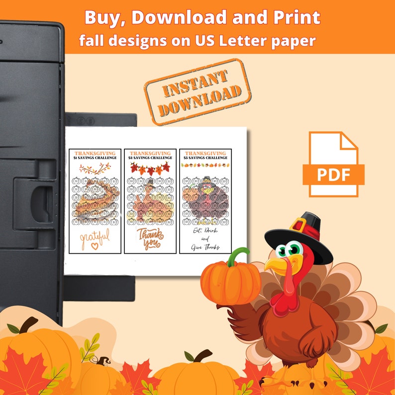 Thanksgiving Savings Challenge Bundle, Fall Cash Stuffing, A6 Mini ...