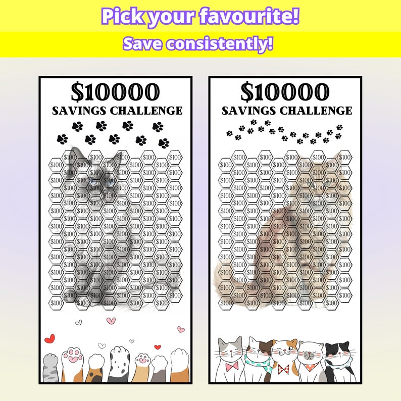 10k Savings Challenge Printable Bundle Cash Stuffing 100 - Etsy