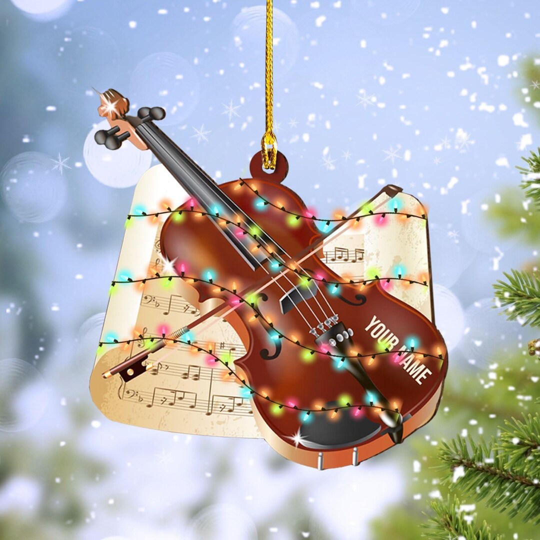 Personalized Musical Instruments Ornament, Violin Ornament Custom Names