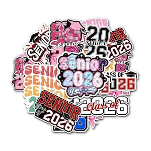 10Pcs Senior 2026 Stickers Pack Cute Girly High School Sticker Class of 2026 Gift College Student Decoration For Laptop Tablet Case Vehicles