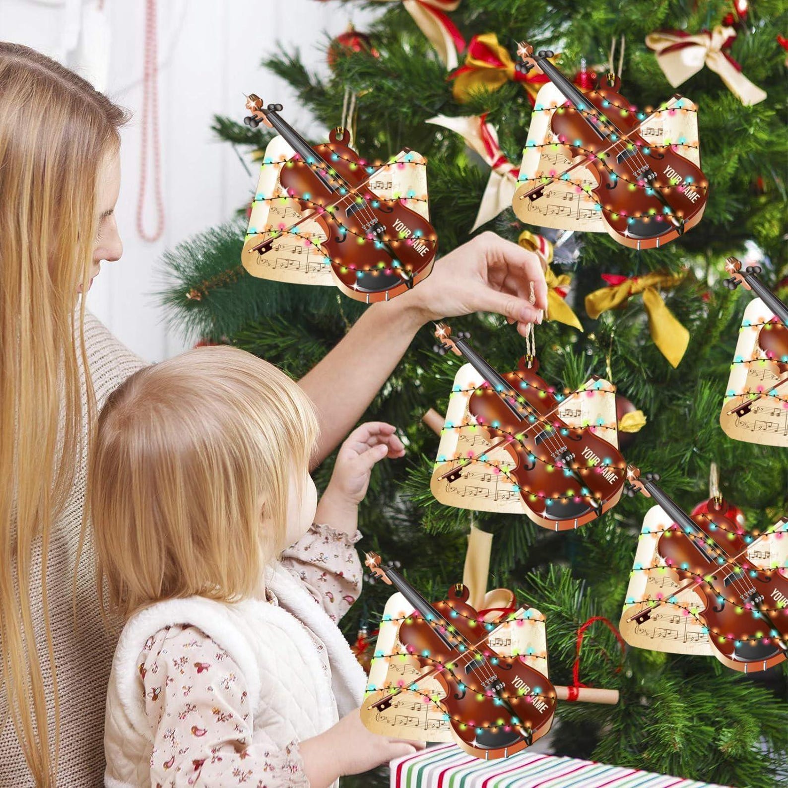 Personalized Musical Instruments Ornament, Violin Ornament Custom Names