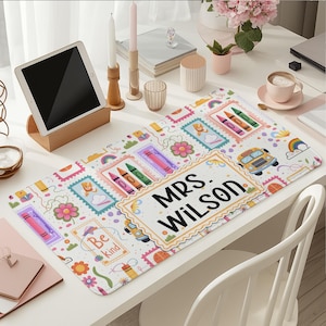 Personalized Teacher Desk Mat, Custom Teacher Composition Book Desk Mat With Name, Teacher Gifts, Back To School, Teacher Appreciation Gift