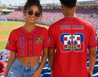 Customized Name Haiti Flag Baseball Jersey, Haiti Jerseys, Custom Pride Haitian Baseball Jersey, Haiti Pride Jerseys,Custom Number Haiti Tee