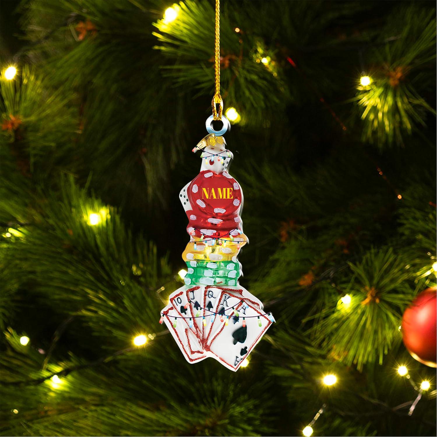 Personalized Poker Ornament, Santa Playing Poker Ornament, Poker Lover ...
