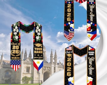 Custom Filipino Graduation Sash 2026,Filipino Graduation Sash,Philippines  American Flag Stole,Philippines Graduation Stole,Graduation Gift