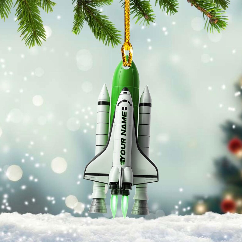 Personalized Space Shuttle 2D Flat Ornament, Custom Rocket Ship Name ...