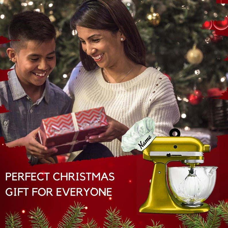 a woman and a boy opening a christmas present