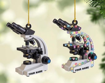Personalized Medical Microscope Flat Ornament, Chemistry Ornament, Scientist Ornament for Chemistry Lover, Science Christmas Ornament