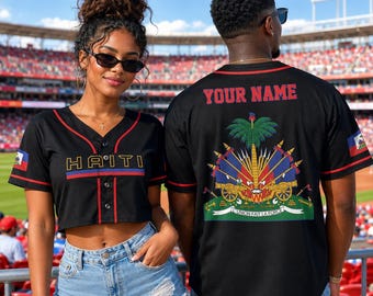 Customized Name Haiti Flag Baseball Jersey, Haiti Jerseys, Custom Pride Haitian Baseball Jersey, Haiti Pride Jerseys,Custom Number Haiti Tee