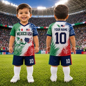 Personalized Mexico USA Kid Soccer Jersey, Mexico USA Soccer Jersey, Custom Name Number Mexico USA Jersey Adult Youth, Football Shirt Fan