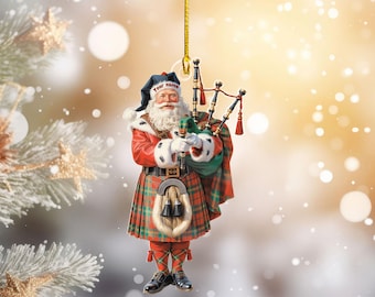 Custom Name Bagpipe Ornament, Personalized Bagpipe Ornament, Scottish Christmas Tree Hanging Decor, Christmas Ornament, Flat 2D Ornament