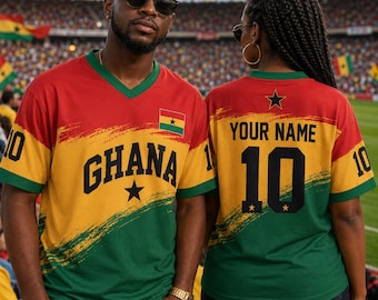 Custom Ghana Soccer Jersey, Personalized Ghana Soccer Jersey for Men Women Kid, Festival Shirt, Football Fan, Custom Ghana Jersey Shirt