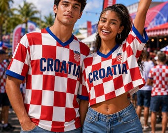 Custom Croatia Soccer Jersey, Personalized Croatia Crop Top Jersey, Festival Shirt, Football Fan,Custom Croatia Jersey Shirt