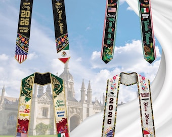 Personalized Mexican Stole,Custom Mexican Graduation Sash,Mexican American Flag Graduation Sash 2026,Mexican Stole,Mexico Graduation Stole