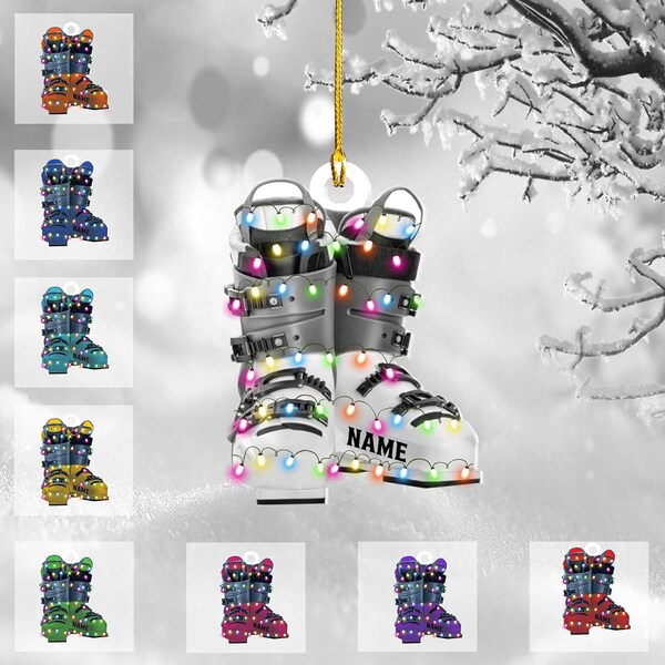 Wood Ski Ornament (Set - 2)