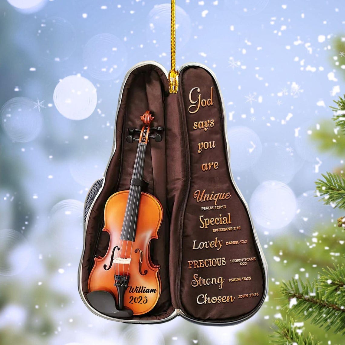 Personalized Musical Instruments Ornament, Violin Ornament Custom Names