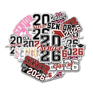 10Pcs Senior 2026 Stickers Pack Cute Girly High School Sticker Class of 2026 Gift College Student Decoration For Laptop Tablet Case Vehicles