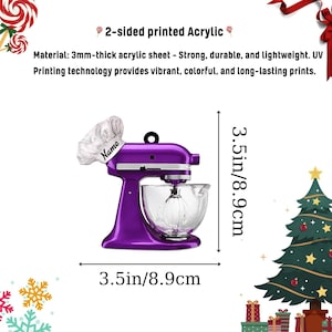 a picture of a christmas tree and a purple mixer