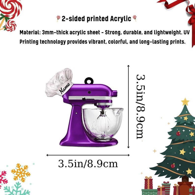 a picture of a christmas tree and a purple mixer
