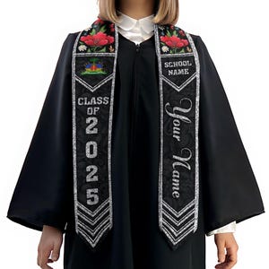 IZI POD Personalized Haitian American Flag Graduation Sash - Custom Class Of 2025 Stole For Ceremonies