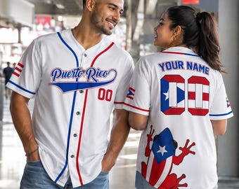 Custom Name Puerto Rico Baseball Jersey for Men, Personalized Puerto Rico Shirt, Puerto Rico Shirts, Pride Puerto Rico Flag Baseball Jersey