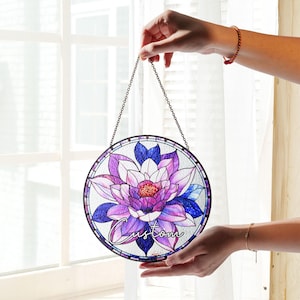 Lotus Flower Suncatcher  Glass, Lotus  Glass, Lotus lovers gift,Window Hanging,Wall Art,Gifts for Women,Lotus Glass Suncatcher