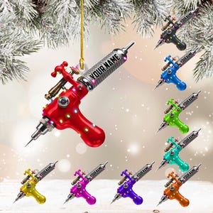 Personalized Tattoo Machine Ornament, Tattoo Lover Christmas Ornament,Personalized Tattoo Machine Ornament,Tattoo Shop Decorations