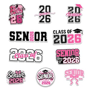 10Pcs Senior 2026 Stickers Pack Cute Girly High School Sticker Class of 2026 Gift College Student Decoration For Laptop Tablet Case Vehicles