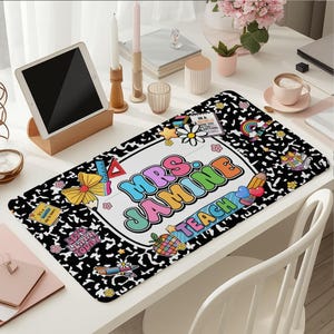 Personalized Teacher Desk Mat, Custom Teacher Composition Book Desk Mat With Name, Teacher Gifts, Back To School, Teacher Appreciation Gift