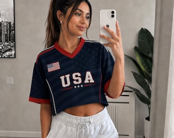 USA Crop Top Soccer Jersey America Supporter