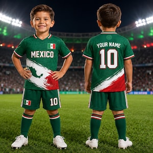 Personalized Mexico Kid Soccer Jersey, Mexico Soccer Jersey, Custom Name Number Mexico Jersey Adult Youth, Mexican Football Shirt Fan Gift