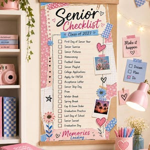 Senior Checklist/Senior Bucket List Banner Matte Vertical Poster,  Class of 2027 Checklist Poster,Senior Year Checklist,Graduation Checklist