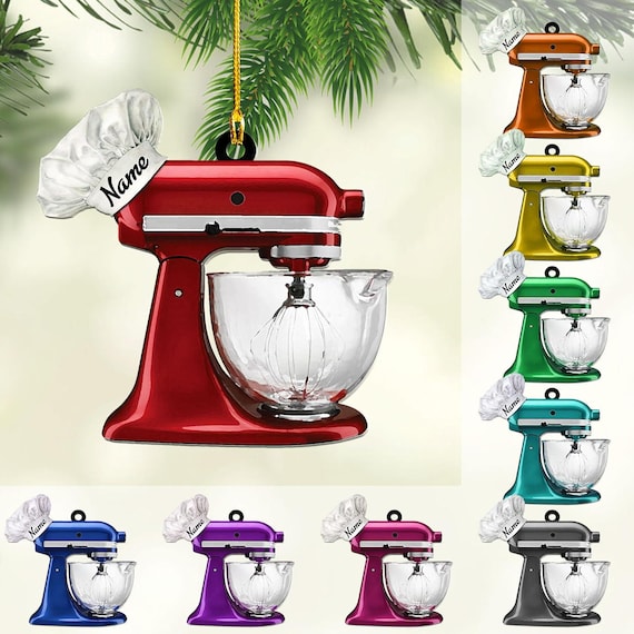 Custom Baking Mixer Lights Christmas Ornament, Flat Acrylic Baking Ornament for Her, Baker Gifts, Custom Baker Christmas Tree Ornament