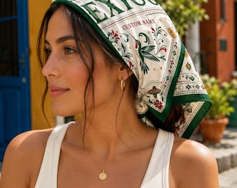 Custom Mexico Scarf, Custom Mexico Bandana, Beautiful Soft Mexico Flag Pattern Scarf, Perfect for Headwear, Mexico Soccer Festival, Vacation