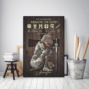 Personalized Armor of God Poster, Woman Man Warrior of God Put On The Full, Armor Of God Bible Poster, Wall Art Home Decoration Artwork