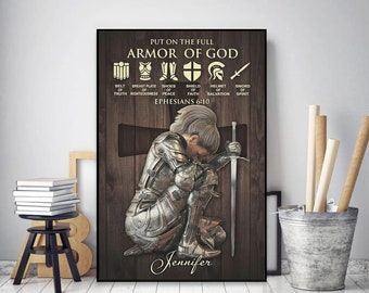 Personalized Armor of God Poster, Woman Man Warrior of God Put On The Full, Armor Of God Bible Poster, Wall Art Home Decoration Artwork