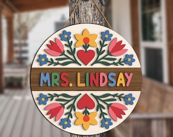 Personalized Teacher Door Sign, Teacher Gifts, Classroom Door Hanger, Welcome Teacher Sign, Teacher Appreciation Sign, Back To School Gift