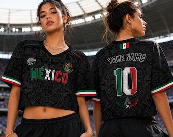 Custom Mexico Soccer Crop Top Jersey, Personalized Soccer Jersey Crop Tee, Mexico Jersey, Bachelorette Outfit, Festival Shirt, Football Fan
