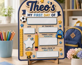Custom Name First And Last Day Of School Sign, Reusable Back To School Sign, Reusable Dry Erase Board, 1st Day Of Kindergarten Board