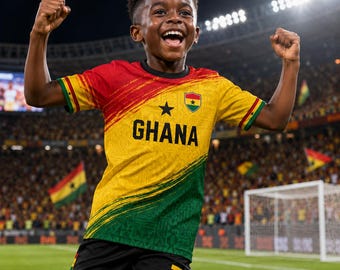 Personalized Ghana Kid Soccer Jersey, Ghana Soccer Jersey, Custom Name Number Ghana Jersey Adult Youth, Ghana Football Shirt Fan Gift