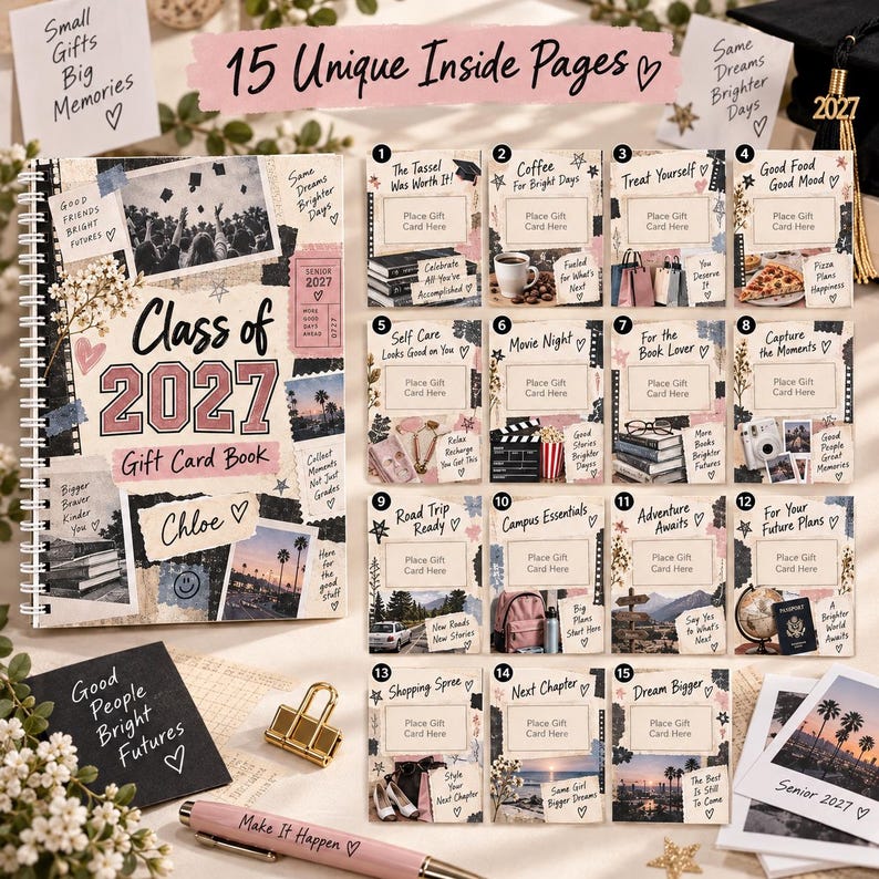 Personalized Class of 2027 Gift Card Book, Custom Name Senior ...