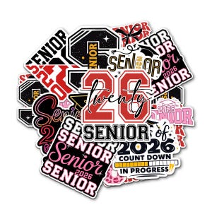 10Pcs Senior 2026 Stickers Pack Cute Girly High School Sticker Class of 2026 Gift College Student Decoration For Laptop Tablet Case Vehicles