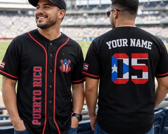 Custom Personalized Puerto Rico Baseball Shirt, Puerto Rican Shirt, Puerto Rico Shirts Jersey for Men Pride Puerto Rico Flag Baseball Jersey