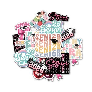10Pcs Senior 2026 Stickers Pack Cute Girly High School Sticker Class of 2026 Gift College Student Decoration For Laptop Tablet Case Vehicles
