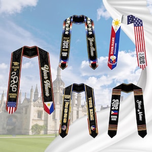 Custom Filipino Graduation Sash 2026,Filipino Graduation Sash,Philippines  American Flag Stole,Philippines Graduation Stole,Graduation Gift