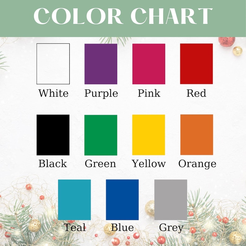the color chart for a christmas tree