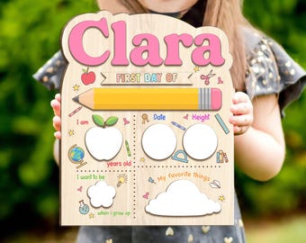 Personalized Back to School, Custom First and Last Day of School Sign, Reusable Dry Erase Board, Interchangeable Name, First Day of School